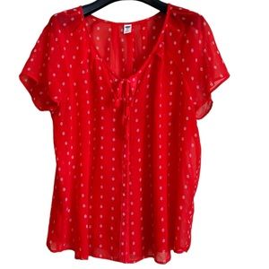 Old‎ Navy Women’s XL blouse red white sheer